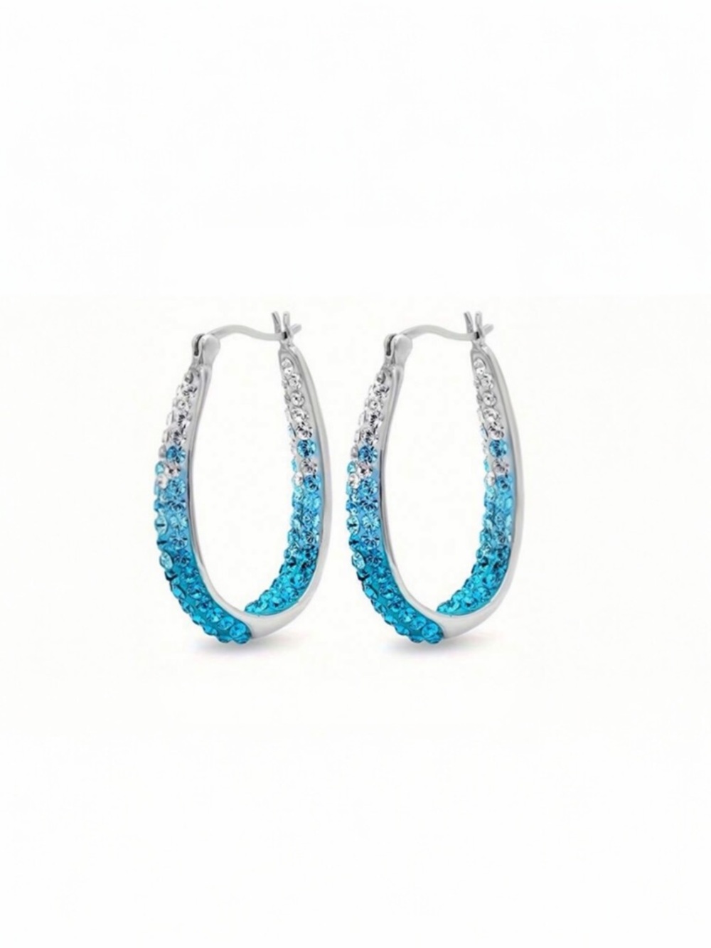 Blue Crystal Hoop Earrings -